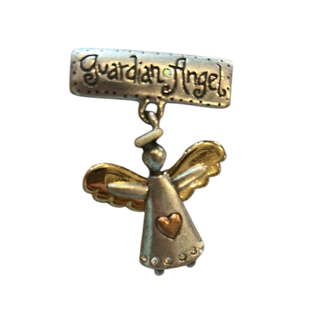 Guardian Angel Silver and Gold Brooch